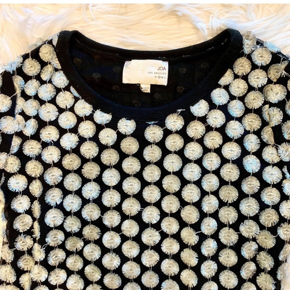 New JOA Los Angeles Black Silver 3D Crew Sweater - Picture 2 of 4